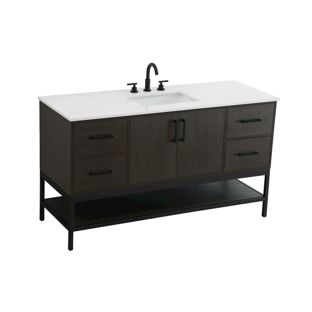 60 Inch Single Bathroom Vanity In Mocha Brown