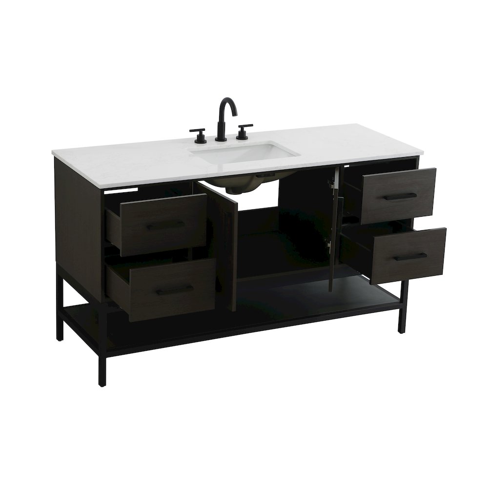 60 Inch Single Bathroom Vanity In Mocha Brown