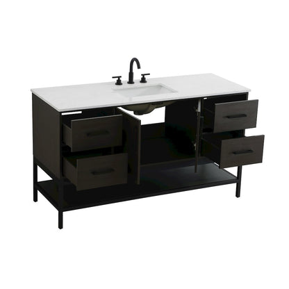 60 Inch Single Bathroom Vanity In Mocha Brown