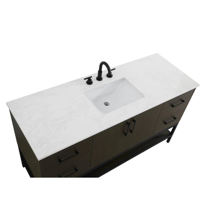 60 Inch Single Bathroom Vanity In Mocha Brown