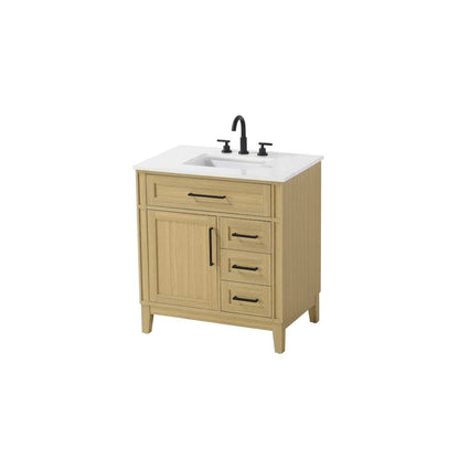 32 inch Single Bathroom Vanity in Honey Brown