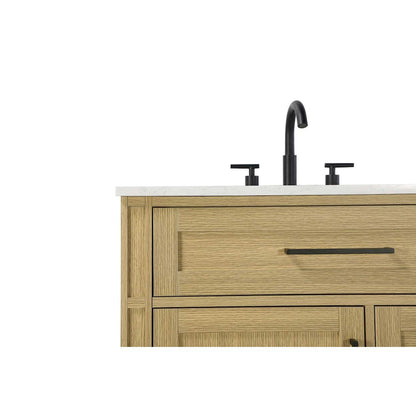 32 inch Single Bathroom Vanity in Honey Brown