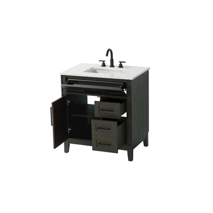32 inch Single Bathroom Vanity in Mocha Brown