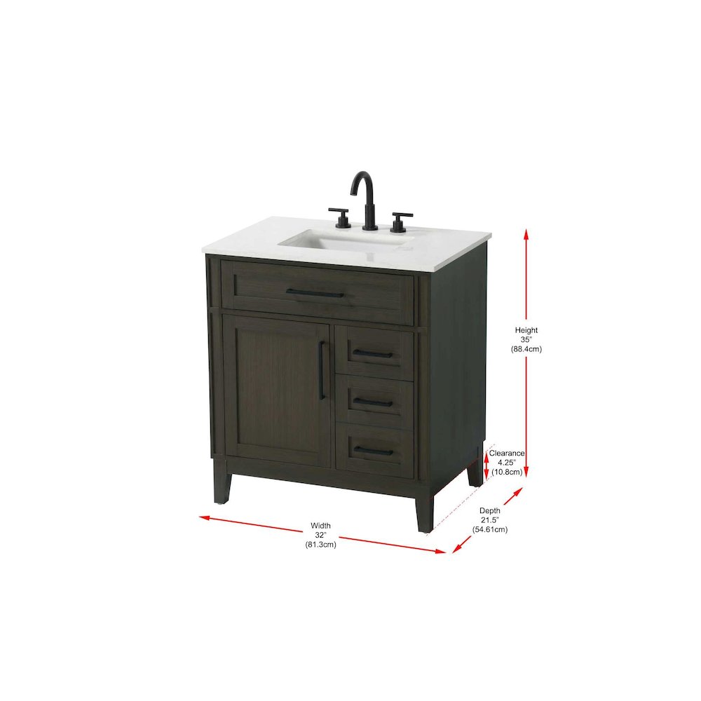 32 inch Single Bathroom Vanity in Mocha Brown