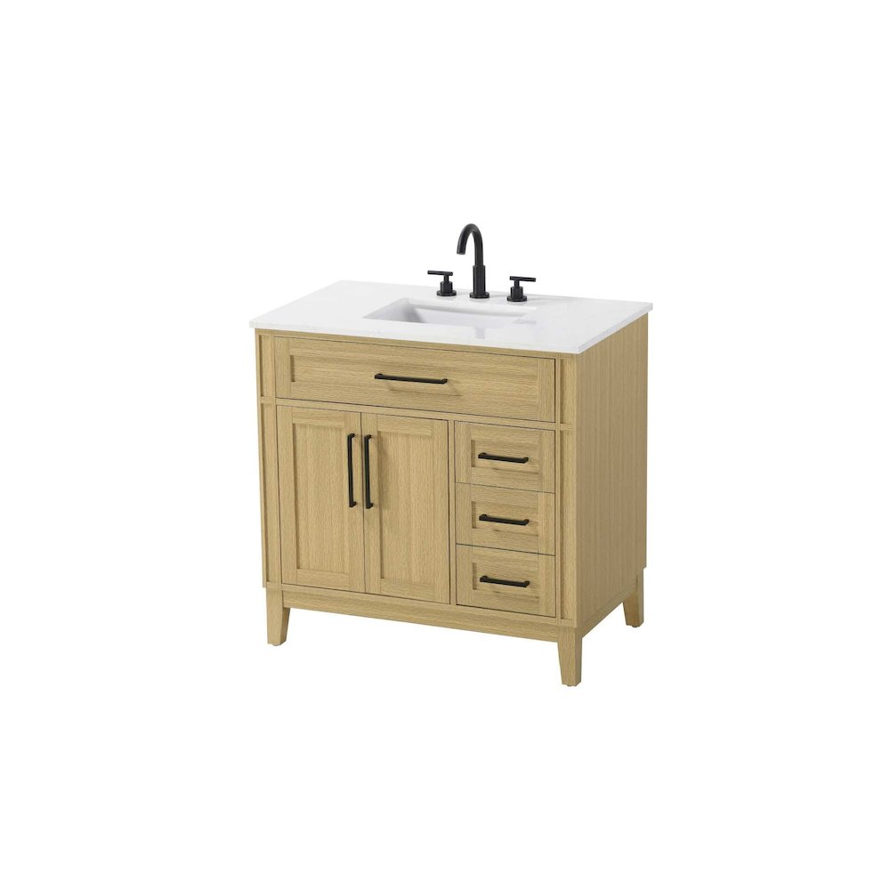 36 inch Single Bathroom Vanity in Honey Brown