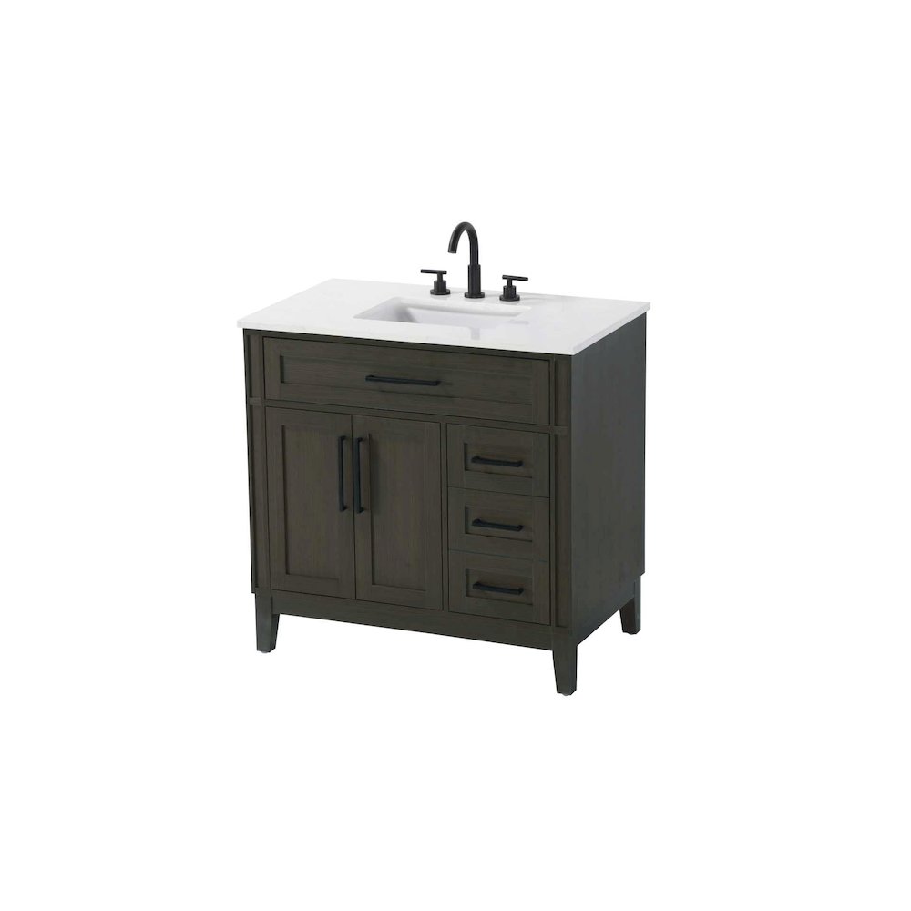 36 inch Single Bathroom Vanity in Mocha Brown
