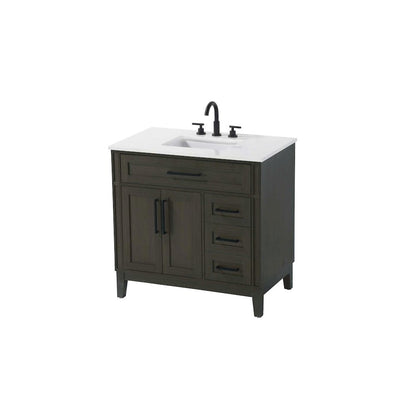 36 inch Single Bathroom Vanity in Mocha Brown