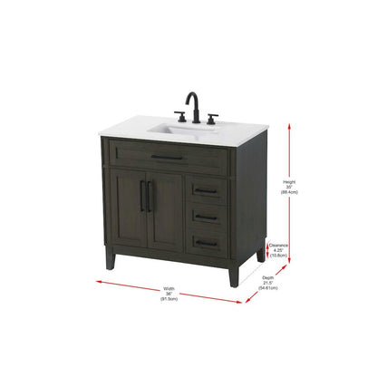 36 inch Single Bathroom Vanity in Mocha Brown