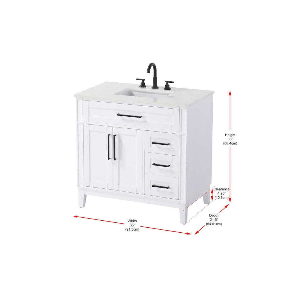 36 inch Single Bathroom Vanity in White