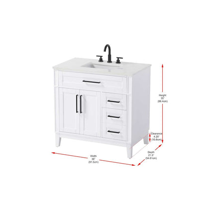 36 inch Single Bathroom Vanity in White