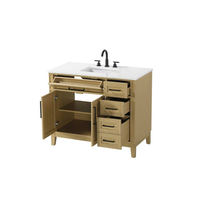42 inch Single Bathroom Vanity in Honey Brown