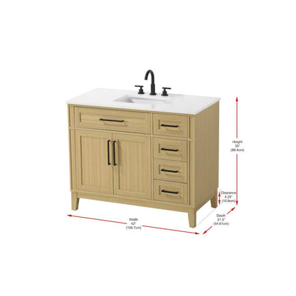 42 inch Single Bathroom Vanity in Honey Brown