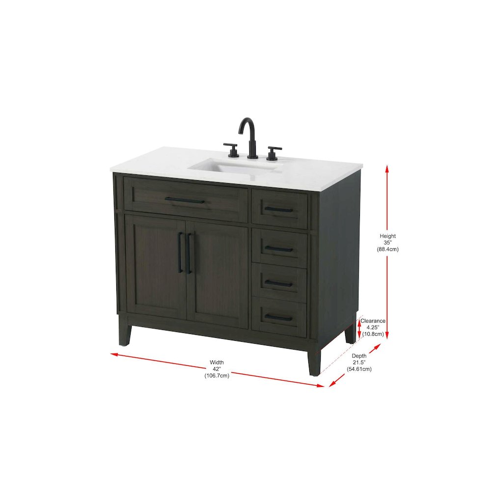 42 inch Single Bathroom Vanity in Mocha Brown