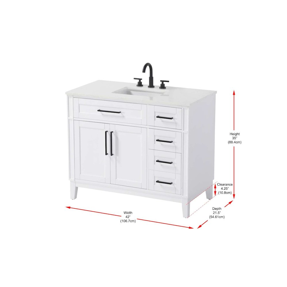 42 inch Single Bathroom Vanity in White