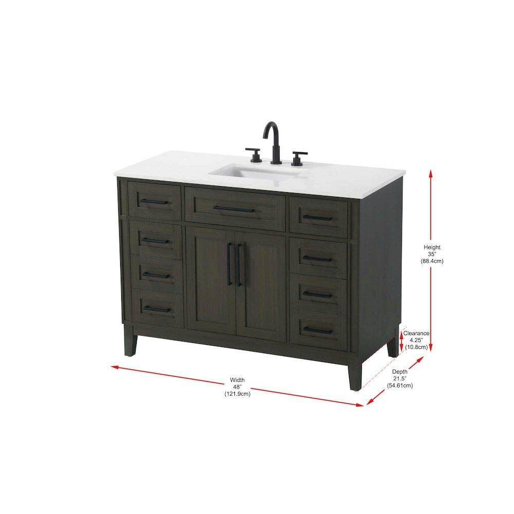 48 inch Single Bathroom Vanity in Mocha Brown
