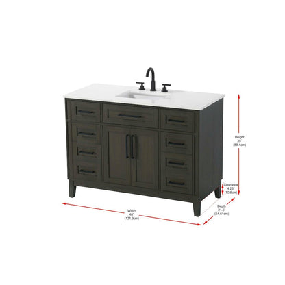 48 inch Single Bathroom Vanity in Mocha Brown