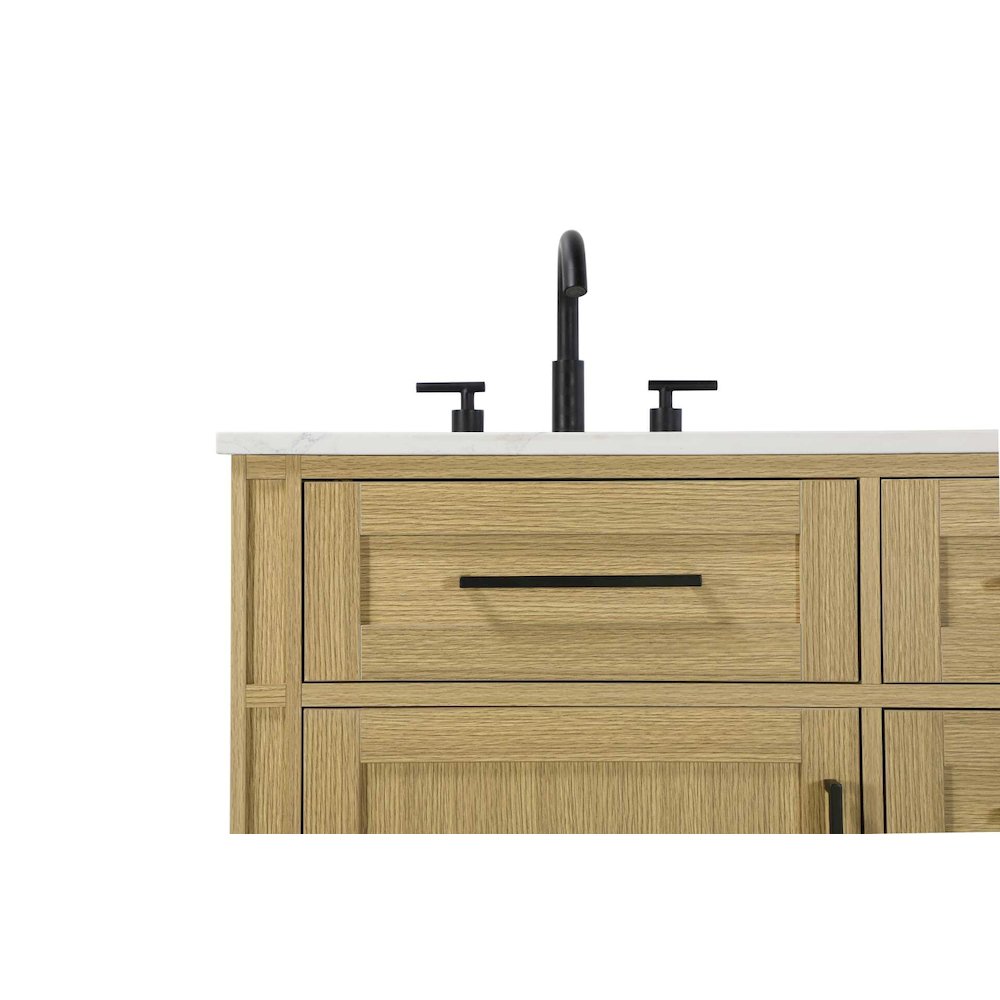 54 inch Double Bathroom Vanity in Honey Brown