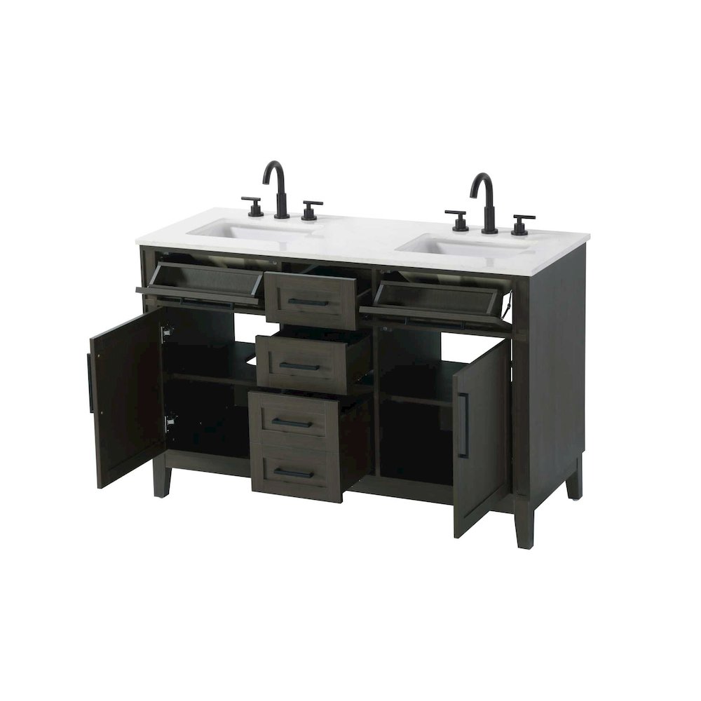 54 inch Double Bathroom Vanity in Mocha Brown