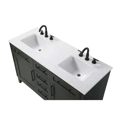 54 inch Double Bathroom Vanity in Mocha Brown