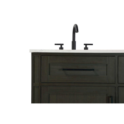 54 inch Double Bathroom Vanity in Mocha Brown