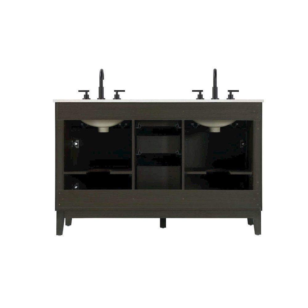 54 inch Double Bathroom Vanity in Mocha Brown