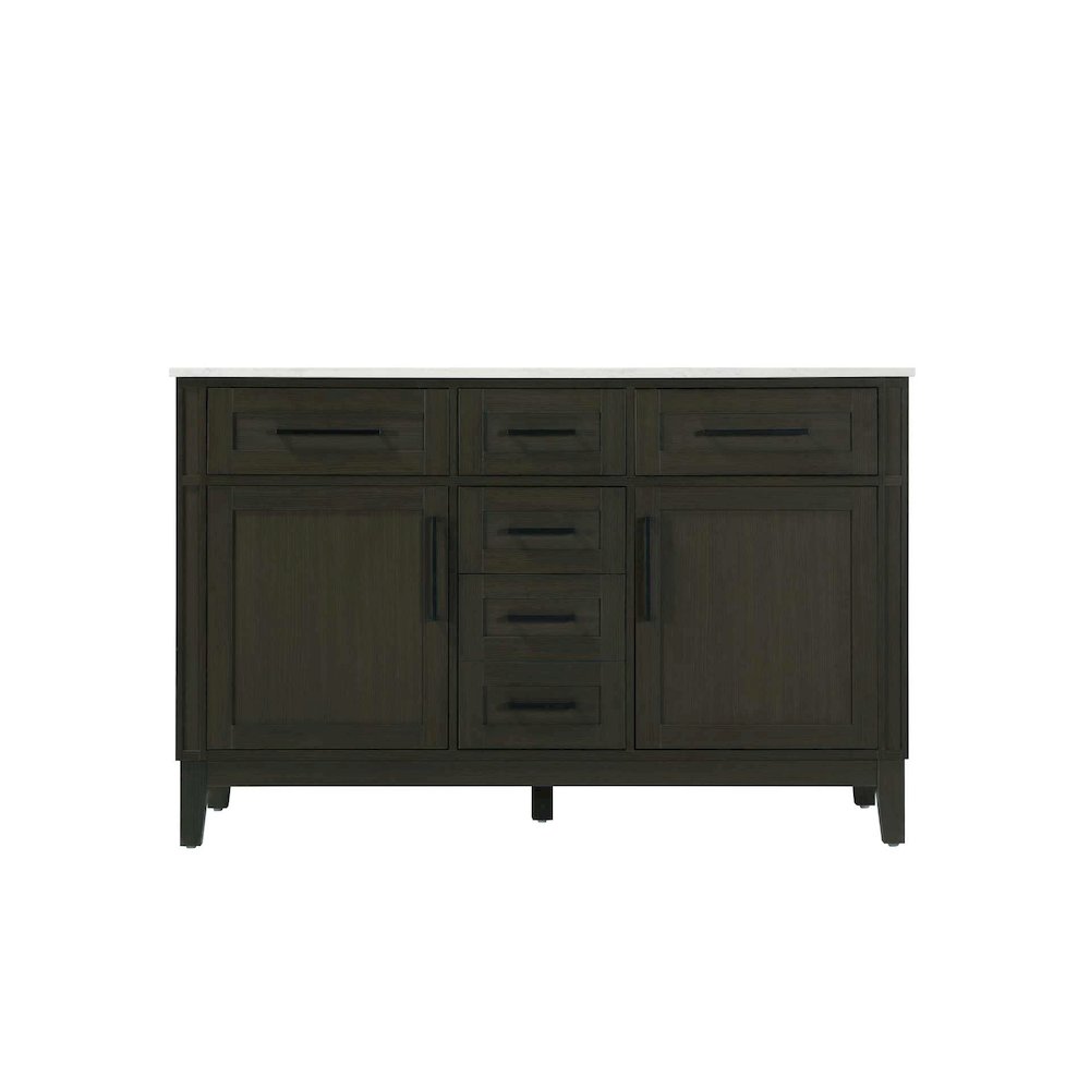 54 inch Double Bathroom Vanity in Mocha Brown