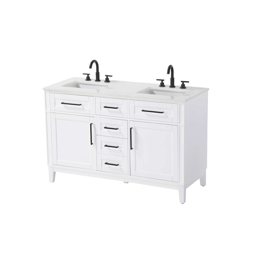 54 inch Double Bathroom Vanity in White
