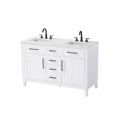 54 inch Double Bathroom Vanity in White