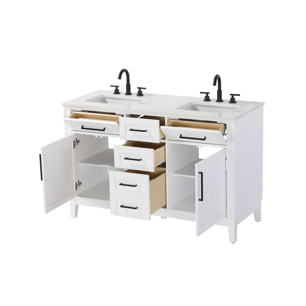 54 inch Double Bathroom Vanity in White