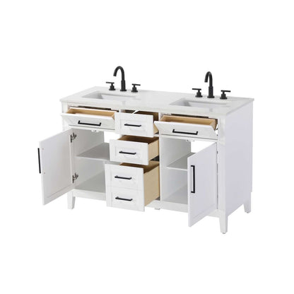 54 inch Double Bathroom Vanity in White