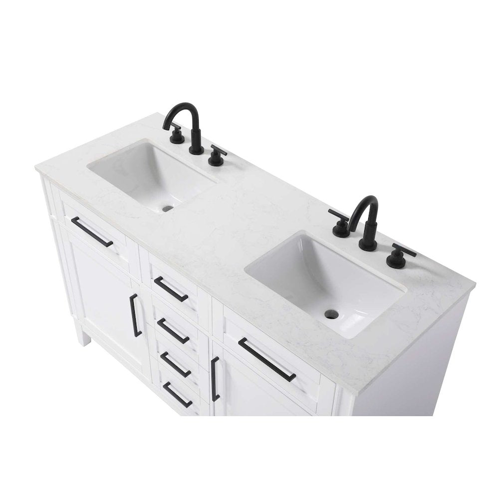 54 inch Double Bathroom Vanity in White