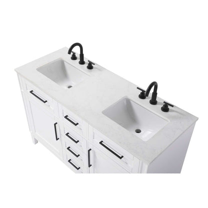 54 inch Double Bathroom Vanity in White