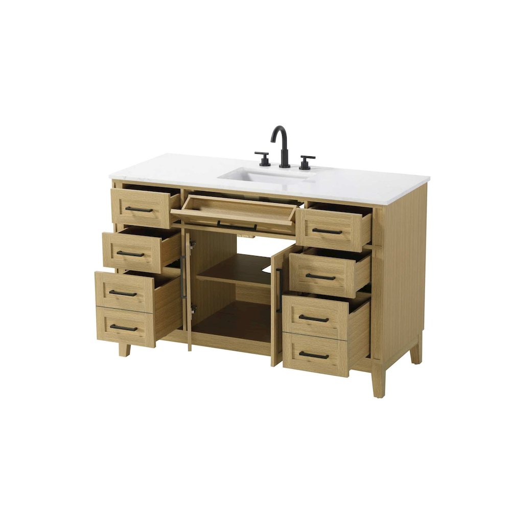 54 inch Single Bathroom Vanity in Honey Brown