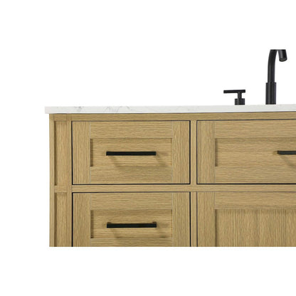 54 inch Single Bathroom Vanity in Honey Brown