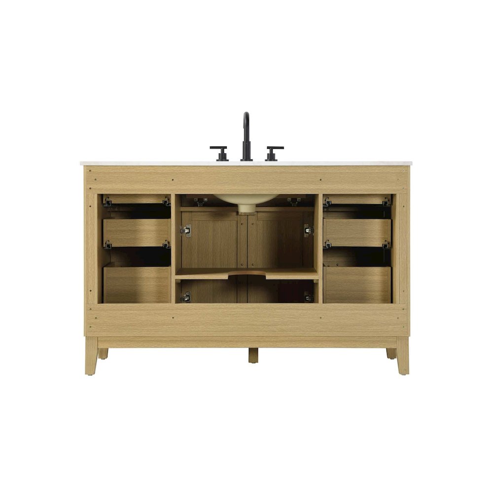 54 inch Single Bathroom Vanity in Honey Brown