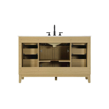54 inch Single Bathroom Vanity in Honey Brown