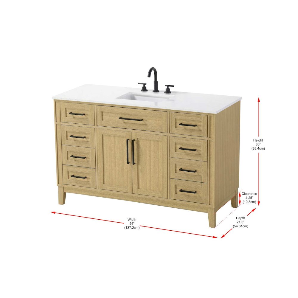 54 inch Single Bathroom Vanity in Honey Brown