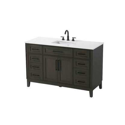 54 inch Single Bathroom Vanity in Mocha Brown