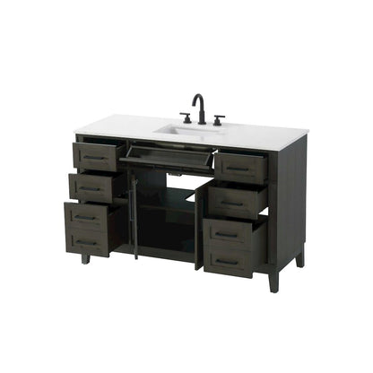 54 inch Single Bathroom Vanity in Mocha Brown
