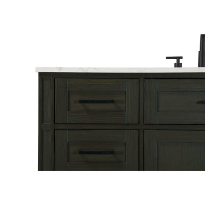 54 inch Single Bathroom Vanity in Mocha Brown