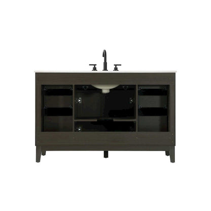 54 inch Single Bathroom Vanity in Mocha Brown