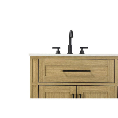 60 inch Double Bathroom Vanity in Honey Brown