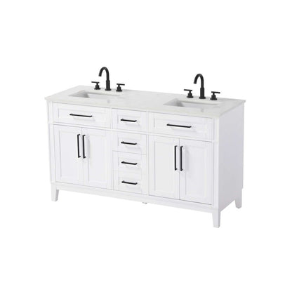 60 inch Double Bathroom Vanity in White