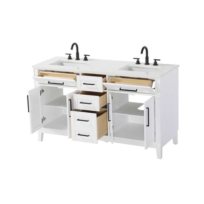 60 inch Double Bathroom Vanity in White