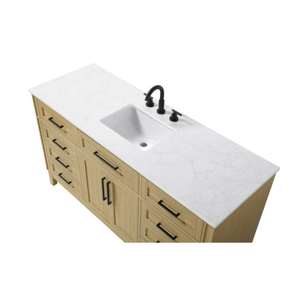 60 inch Single Bathroom Vanity in Honey Brown