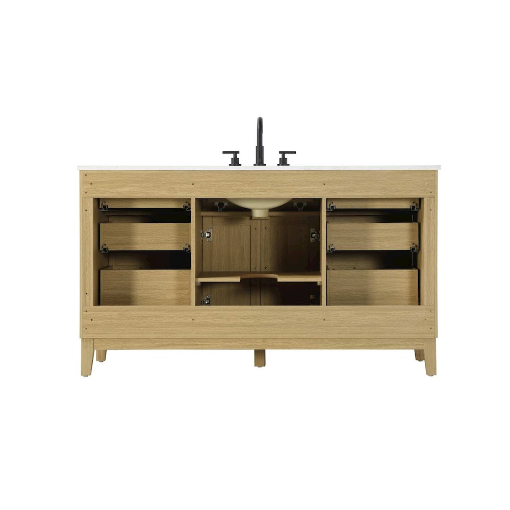 60 inch Single Bathroom Vanity in Honey Brown