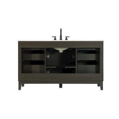 60 inch Single Bathroom Vanity in Mocha Brown