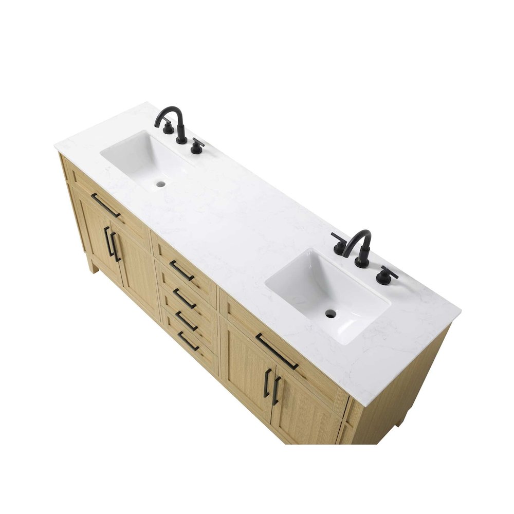 72 inch Double Bathroom Vanity in Honey Brown