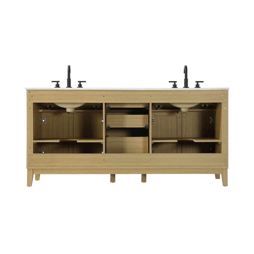 72 inch Double Bathroom Vanity in Honey Brown
