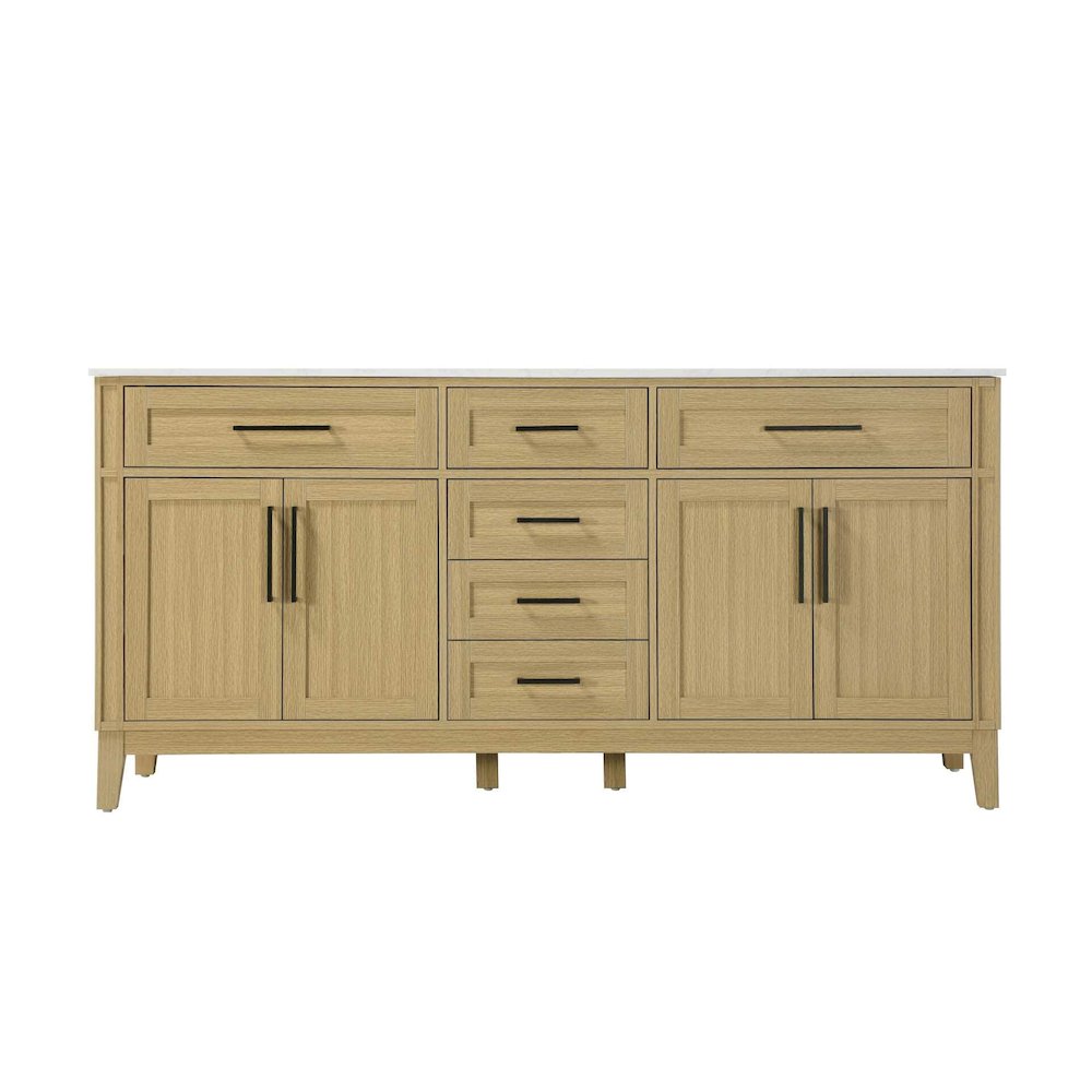 72 inch Double Bathroom Vanity in Honey Brown